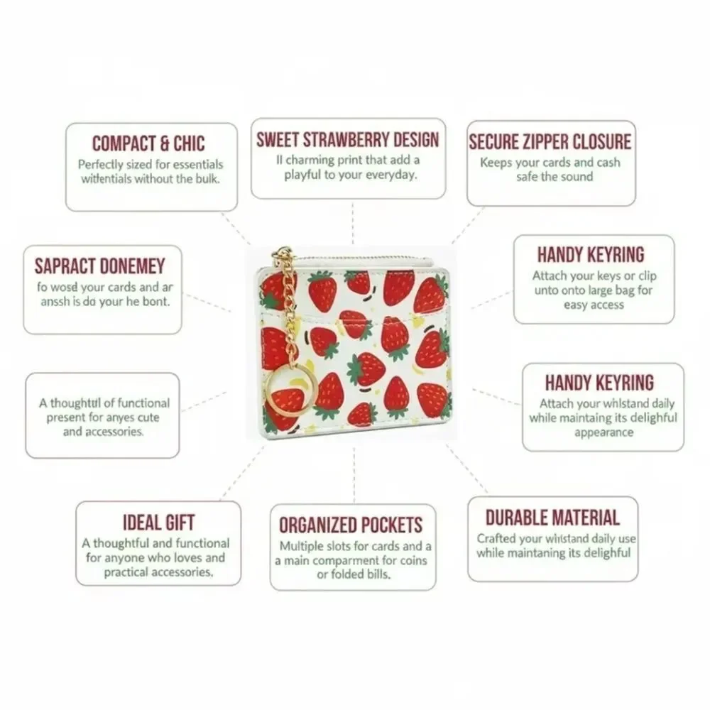 Strawberry Cardholder ID Holder Wallet Keychain